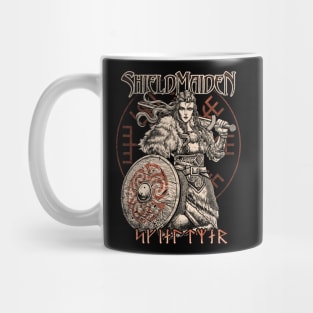 Viking Shieldmaiden Norse Female Warrior Vegvisir Mug